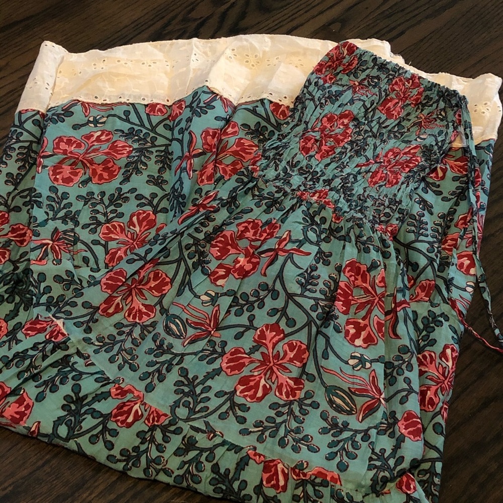 Strapless floral midi dress